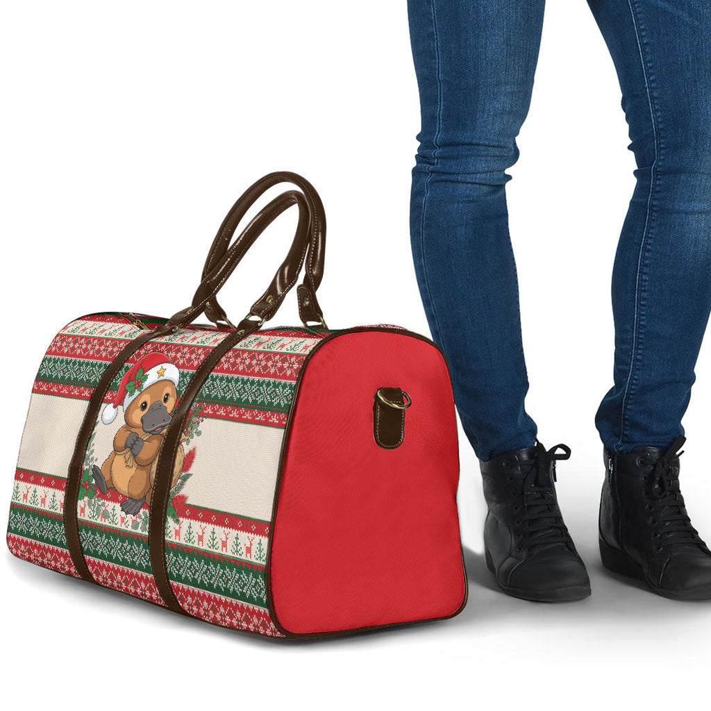 Aussie Platypus Christmas Travel Bag Festive Knitted Pattern Inspired