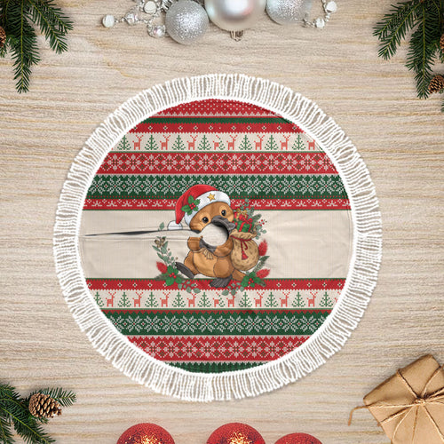 Aussie Platypus Christmas Tree Skirt Festive Knitted Pattern Inspired
