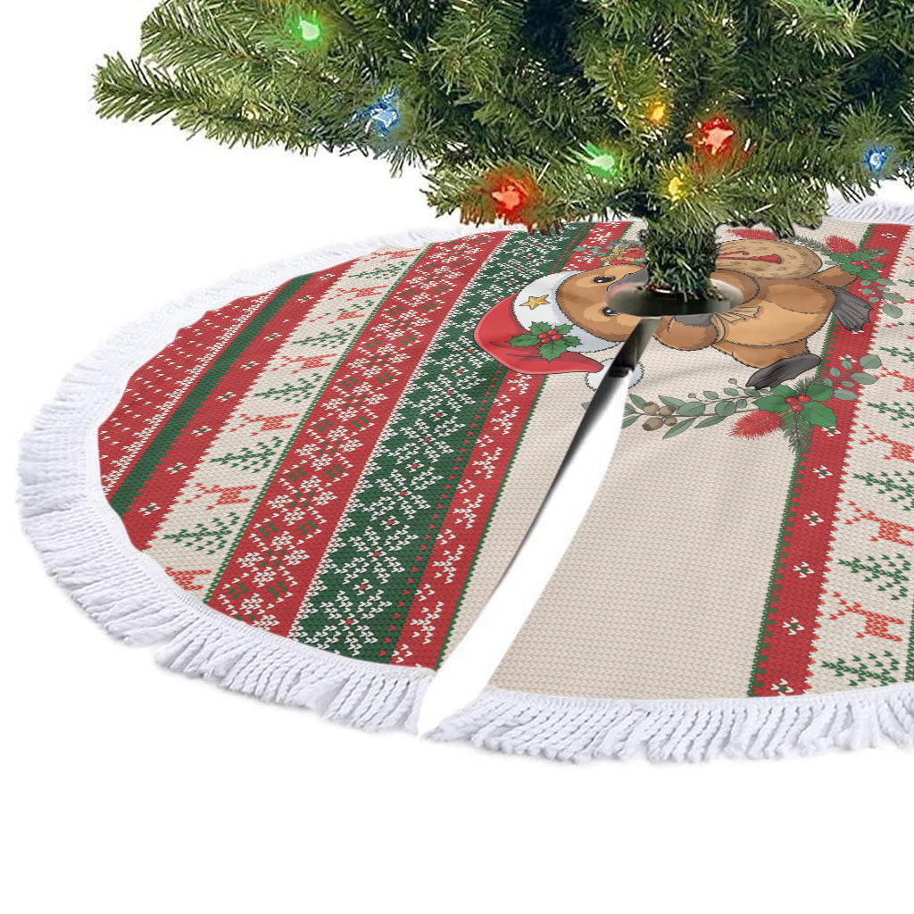 Aussie Platypus Christmas Tree Skirt Festive Knitted Pattern Inspired