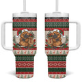 Aussie Platypus Christmas Tumbler With Handle Festive Knitted Pattern Inspired