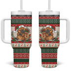 Aussie Platypus Christmas Tumbler With Handle Festive Knitted Pattern Inspired