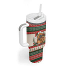 Aussie Platypus Christmas Tumbler With Handle Festive Knitted Pattern Inspired