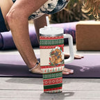 Aussie Platypus Christmas Tumbler With Handle Festive Knitted Pattern Inspired