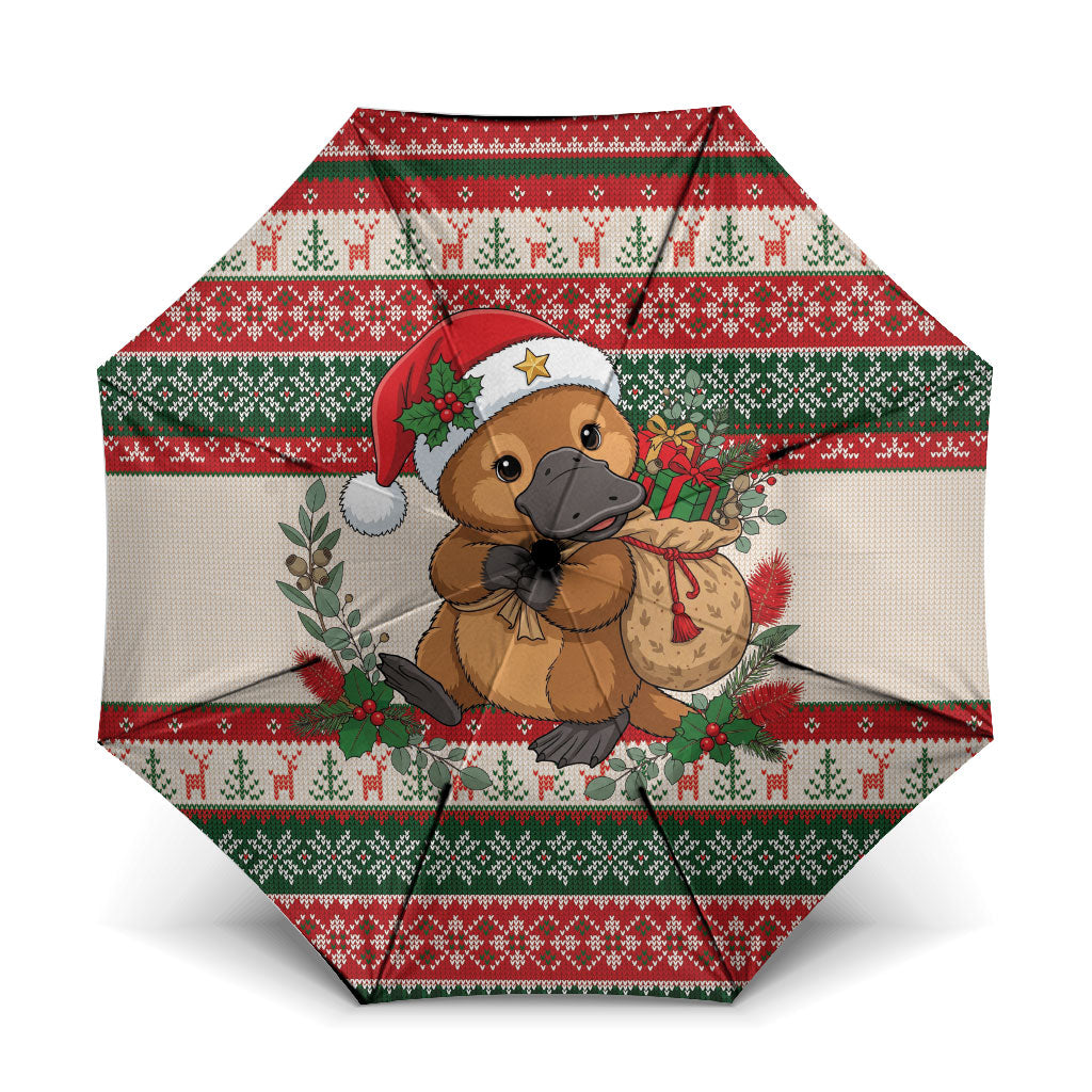 Aussie Platypus Christmas Umbrella Festive Knitted Pattern Inspired