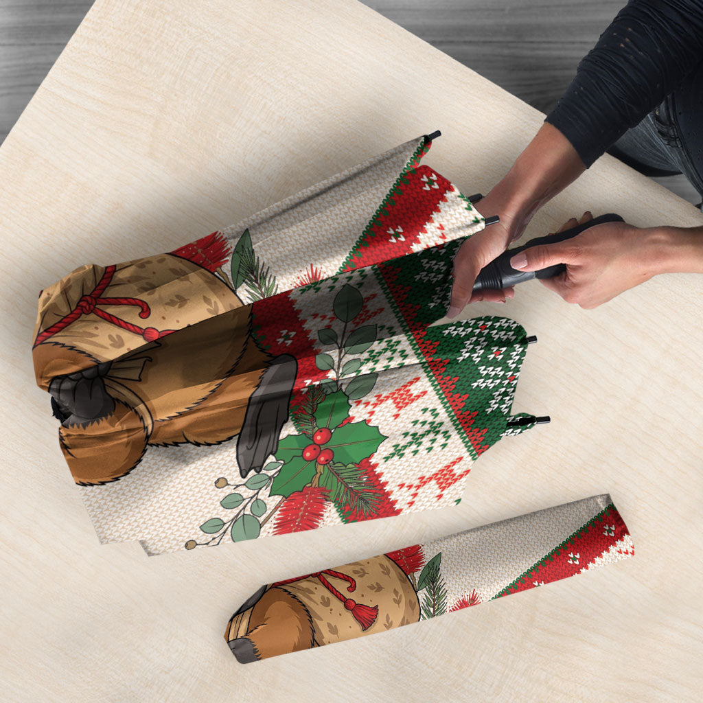 Aussie Platypus Christmas Umbrella Festive Knitted Pattern Inspired