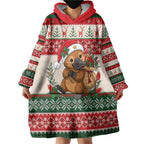 Aussie Platypus Christmas Wearable Blanket Hoodie Festive Knitted Pattern Inspired