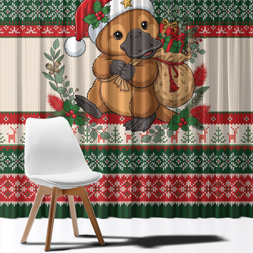Aussie Platypus Christmas Window Curtain Festive Knitted Pattern Inspired