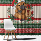 Aussie Platypus Christmas Window Curtain Festive Knitted Pattern Inspired