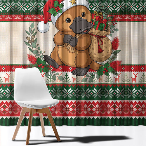 Aussie Platypus Christmas Window Curtain Festive Knitted Pattern Inspired