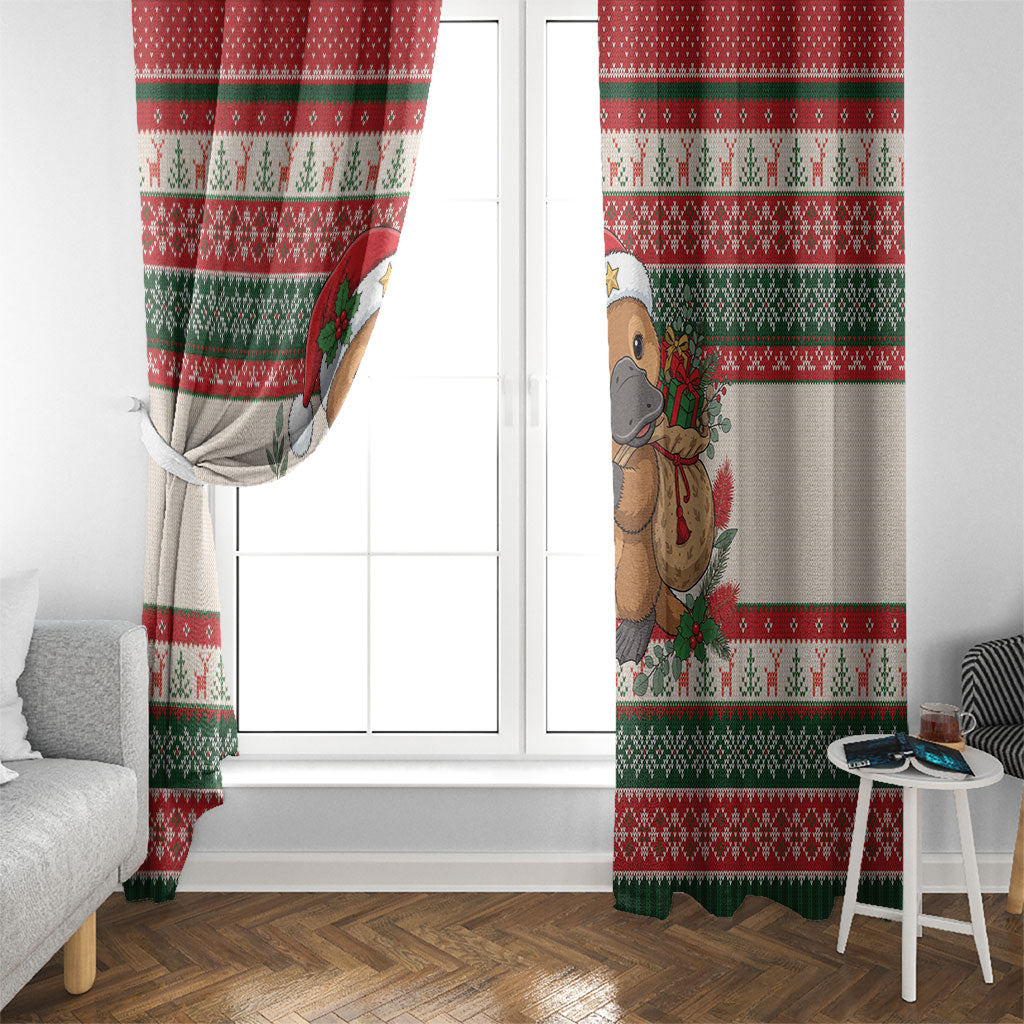 Aussie Platypus Christmas Window Curtain Festive Knitted Pattern Inspired