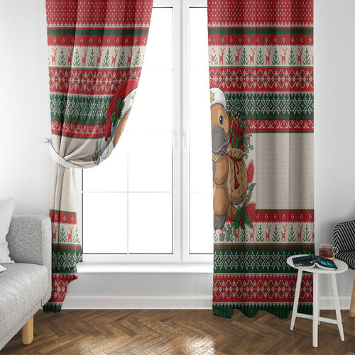 Aussie Platypus Christmas Window Curtain Festive Knitted Pattern Inspired