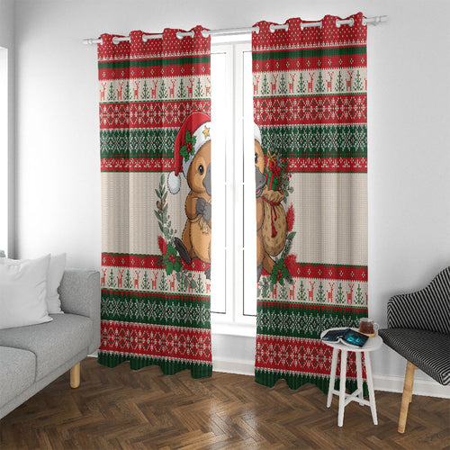 Aussie Platypus Christmas Window Curtain Festive Knitted Pattern Inspired