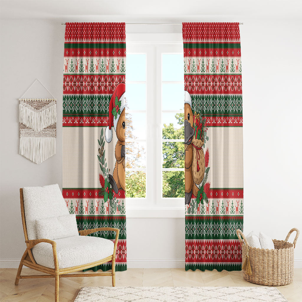 Aussie Platypus Christmas Window Curtain Festive Knitted Pattern Inspired