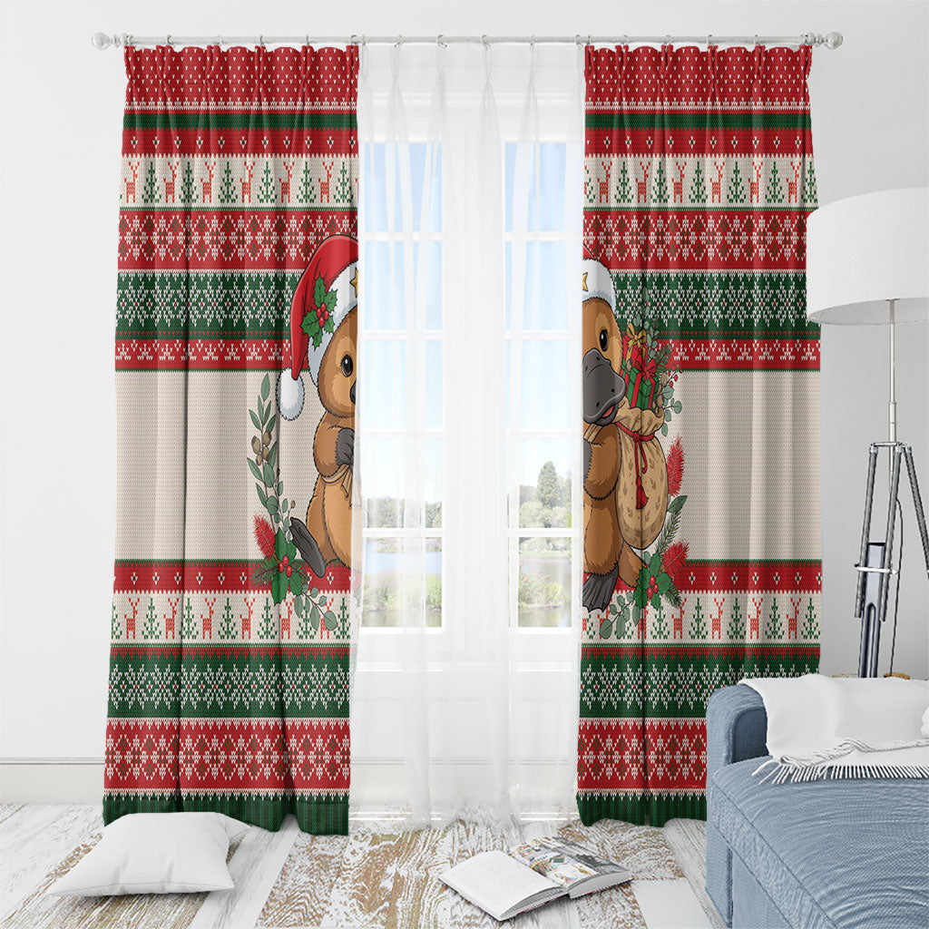 Aussie Platypus Christmas Window Curtain Festive Knitted Pattern Inspired