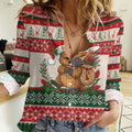 Aussie Platypus Christmas Women Casual Shirt Festive Knitted Pattern Inspired