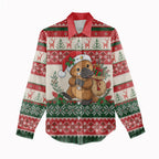 Aussie Platypus Christmas Women Casual Shirt Festive Knitted Pattern Inspired