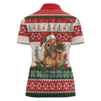 Aussie Platypus Christmas Women Polo Shirt Festive Knitted Pattern Inspired