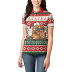 Aussie Platypus Christmas Women Polo Shirt Festive Knitted Pattern Inspired