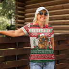 Aussie Platypus Christmas Women Polo Shirt Festive Knitted Pattern Inspired