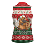 Aussie Platypus Christmas Women Sleeveless Polo Shirt Festive Knitted Pattern Inspired