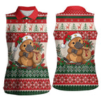 Aussie Platypus Christmas Women Sleeveless Polo Shirt Festive Knitted Pattern Inspired