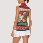 Aussie Platypus Christmas Women Sleeveless Polo Shirt Festive Knitted Pattern Inspired