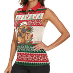 Aussie Platypus Christmas Women Sleeveless Polo Shirt Festive Knitted Pattern Inspired