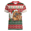 Aussie Platypus Christmas Women V-Neck T-Shirt Festive Knitted Pattern Inspired
