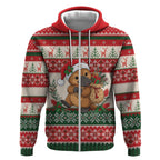 Aussie Platypus Christmas Zip Hoodie Festive Knitted Pattern Inspired