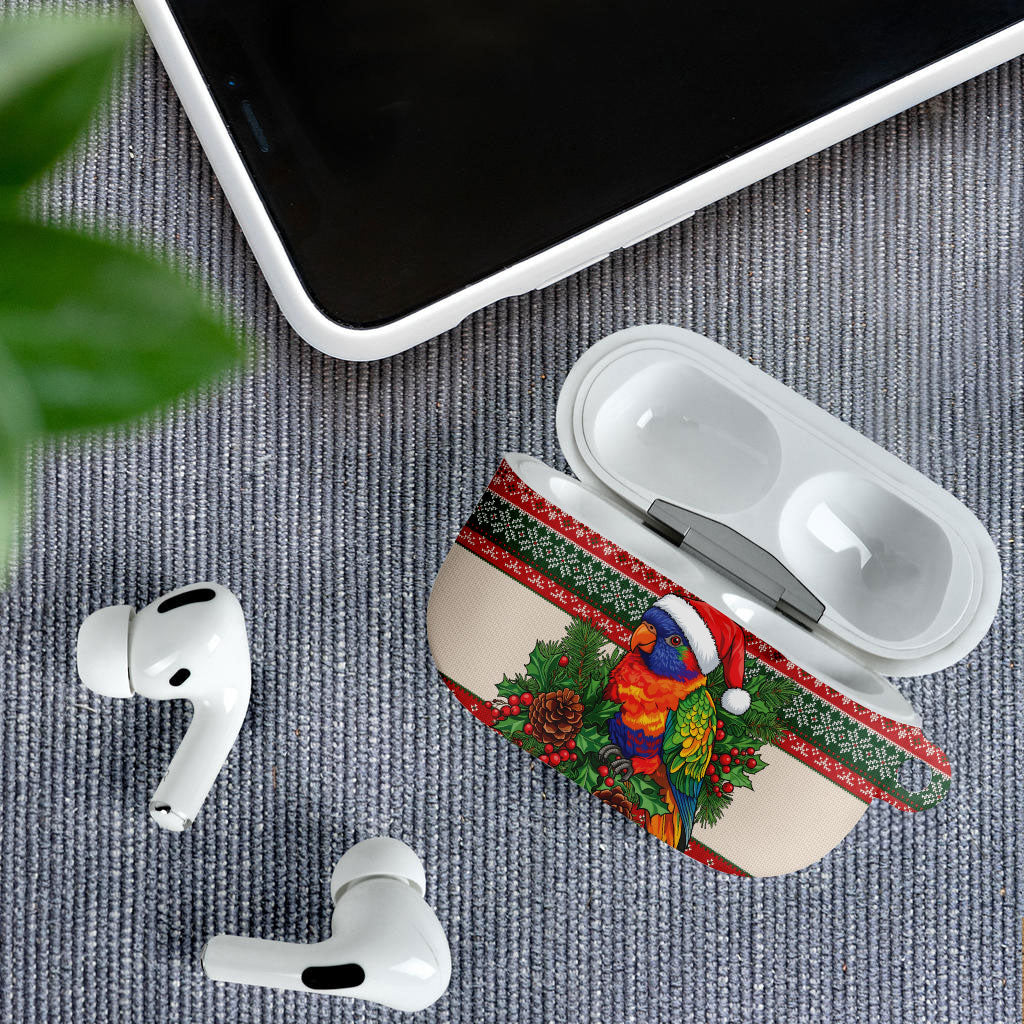 Aussie Rainbow Lorikeets Christmas AirPods Case Festive Knitted Pattern Inspired