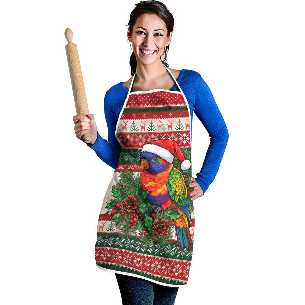 Aussie Rainbow Lorikeets Christmas Apron Festive Knitted Pattern Inspired
