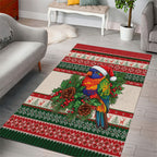 Aussie Rainbow Lorikeets Christmas Area Rug Festive Knitted Pattern Inspired