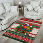 Aussie Rainbow Lorikeets Christmas Area Rug Festive Knitted Pattern Inspired