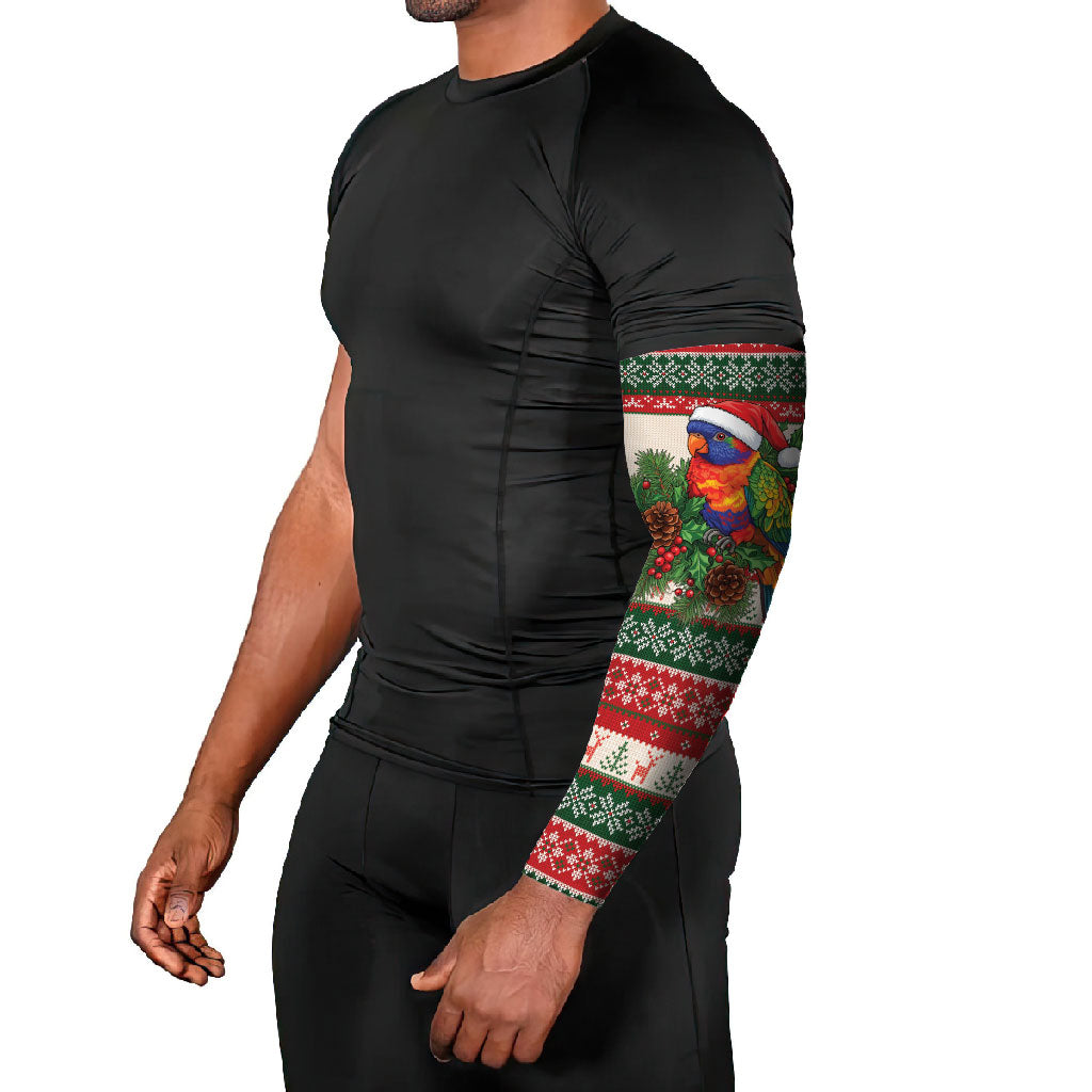 Aussie Rainbow Lorikeets Christmas Arm Sleeves Festive Knitted Pattern Inspired
