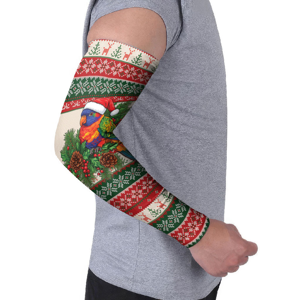 Aussie Rainbow Lorikeets Christmas Arm Sleeves Festive Knitted Pattern Inspired