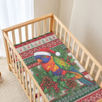 Aussie Rainbow Lorikeets Christmas Baby Bed Cover Festive Knitted Pattern Inspired