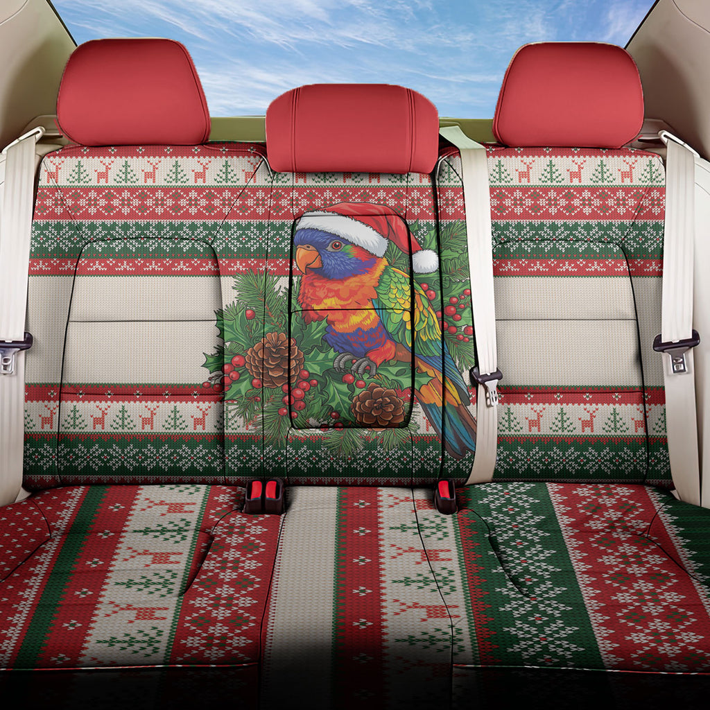 Aussie Rainbow Lorikeets Christmas Back Car Seat Cover Festive Knitted Pattern Inspired
