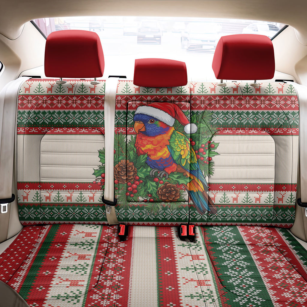 Aussie Rainbow Lorikeets Christmas Back Car Seat Cover Festive Knitted Pattern Inspired