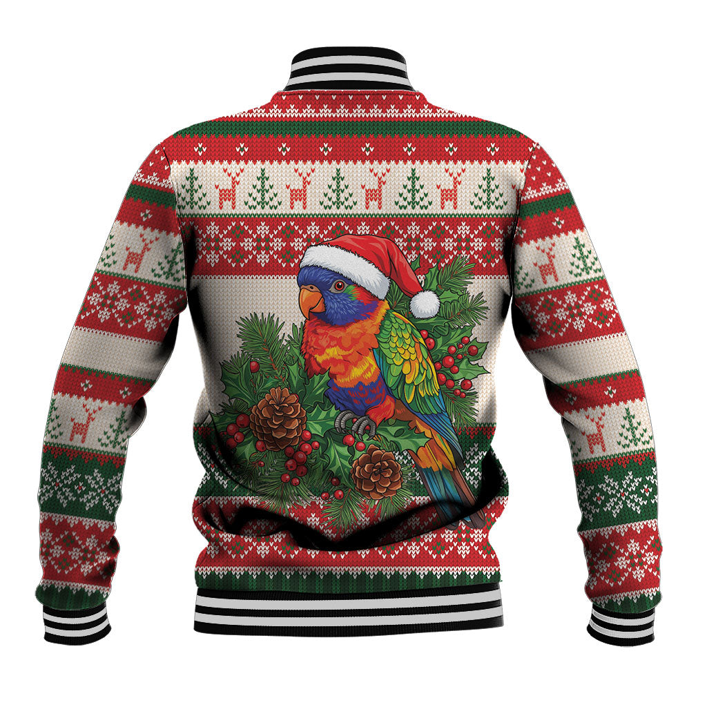 Aussie Rainbow Lorikeets Christmas Baseball Jacket Festive Knitted Pattern Inspired