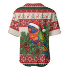 Aussie Rainbow Lorikeets Christmas Baseball Jersey Festive Knitted Pattern Inspired