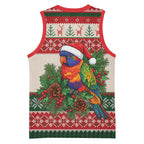 Aussie Rainbow Lorikeets Christmas Basketball Jersey Festive Knitted Pattern Inspired