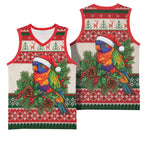Aussie Rainbow Lorikeets Christmas Basketball Jersey Festive Knitted Pattern Inspired
