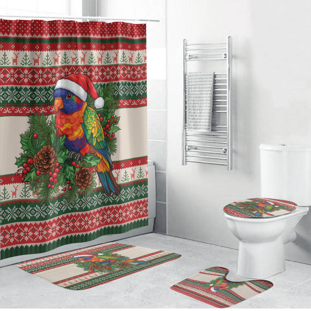 Aussie Rainbow Lorikeets Christmas Bathroom Set Festive Knitted Pattern Inspired