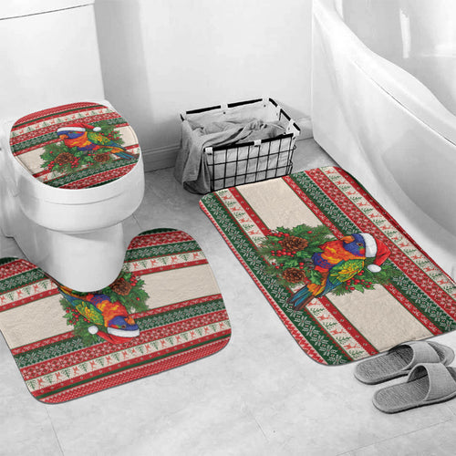 Aussie Rainbow Lorikeets Christmas Bathroom Set Festive Knitted Pattern Inspired