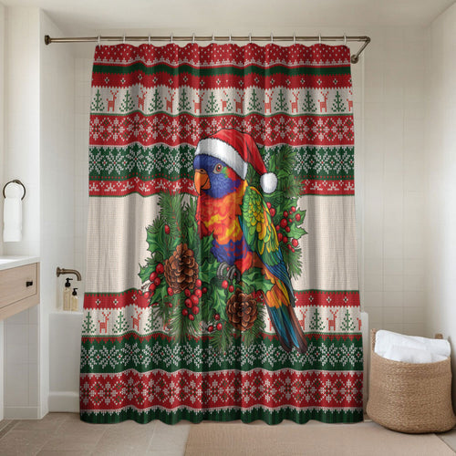 Aussie Rainbow Lorikeets Christmas Bathroom Set Festive Knitted Pattern Inspired