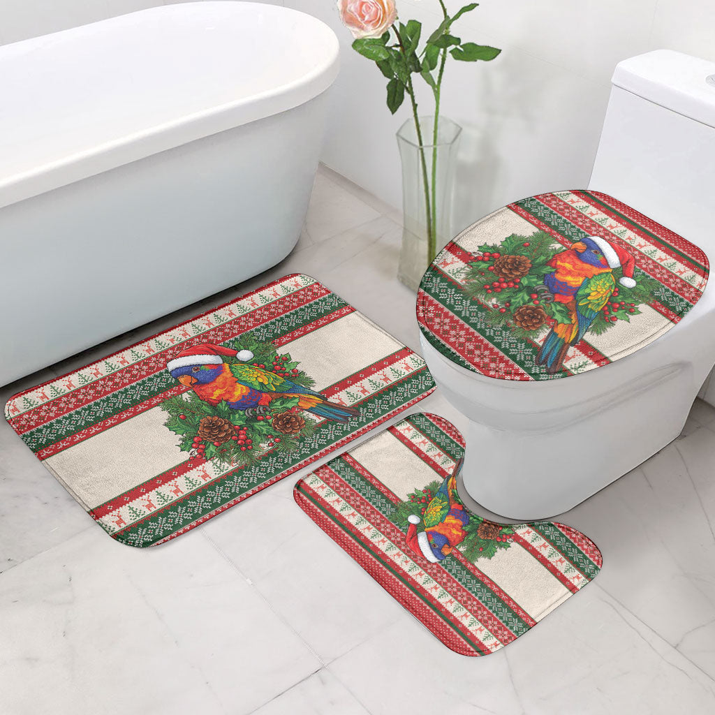 Aussie Rainbow Lorikeets Christmas Bathroom Set Festive Knitted Pattern Inspired