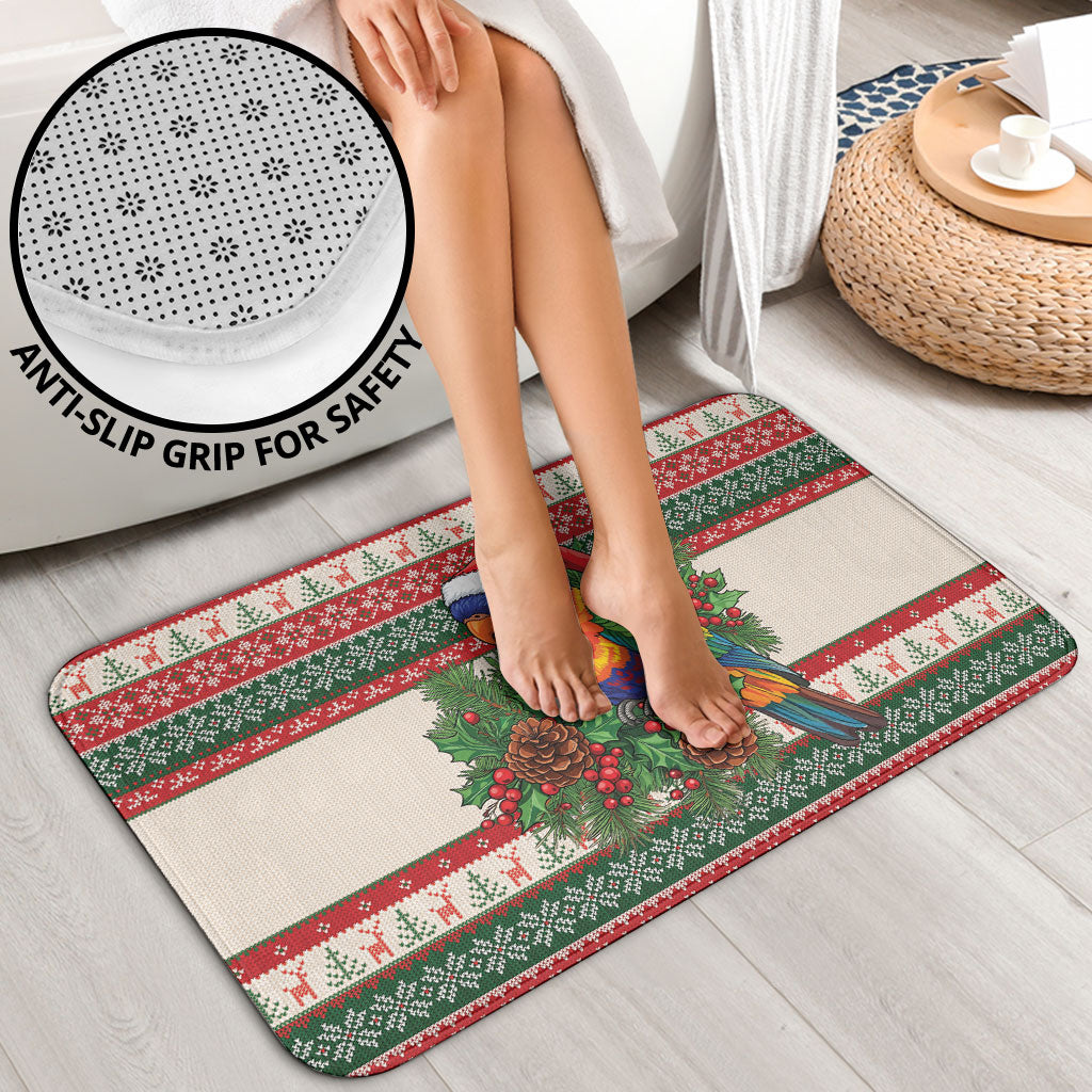 Aussie Rainbow Lorikeets Christmas Bathroom Set Festive Knitted Pattern Inspired