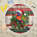 Aussie Rainbow Lorikeets Christmas Beach Blanket Festive Knitted Pattern Inspired