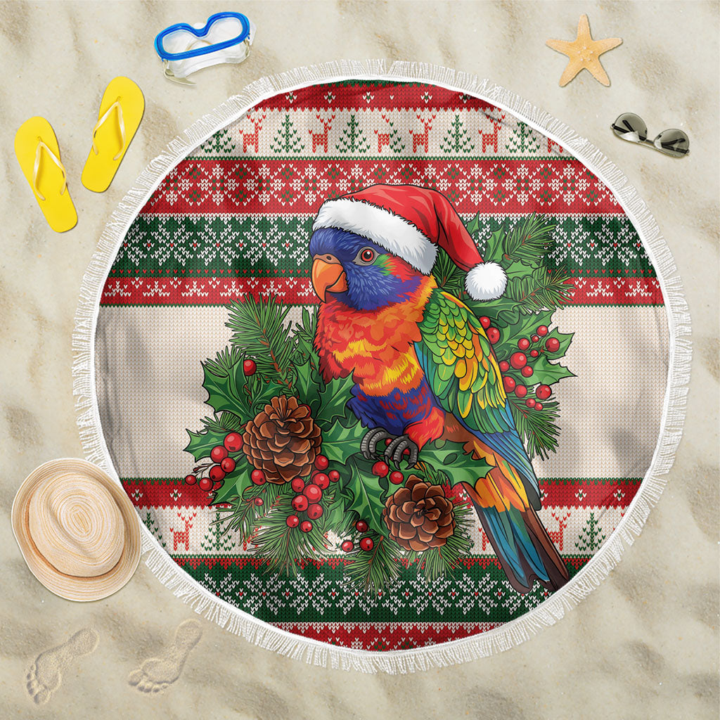 Aussie Rainbow Lorikeets Christmas Beach Blanket Festive Knitted Pattern Inspired