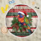 Aussie Rainbow Lorikeets Christmas Beach Blanket Festive Knitted Pattern Inspired
